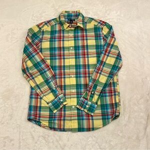Gap Plaid Yellow/Green Classic Fit Button Up Shirt Size M